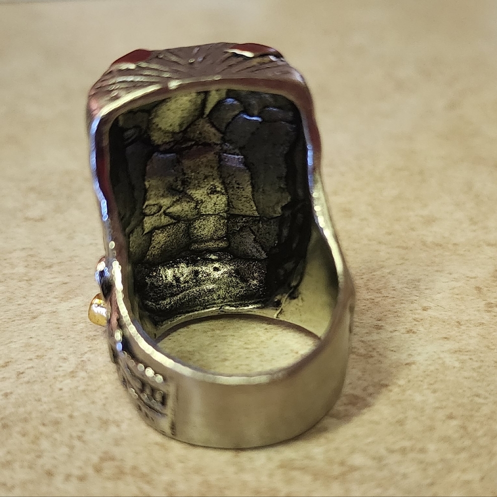 Frankenstein Face Statement Ring - Silver & Gold … - image 5